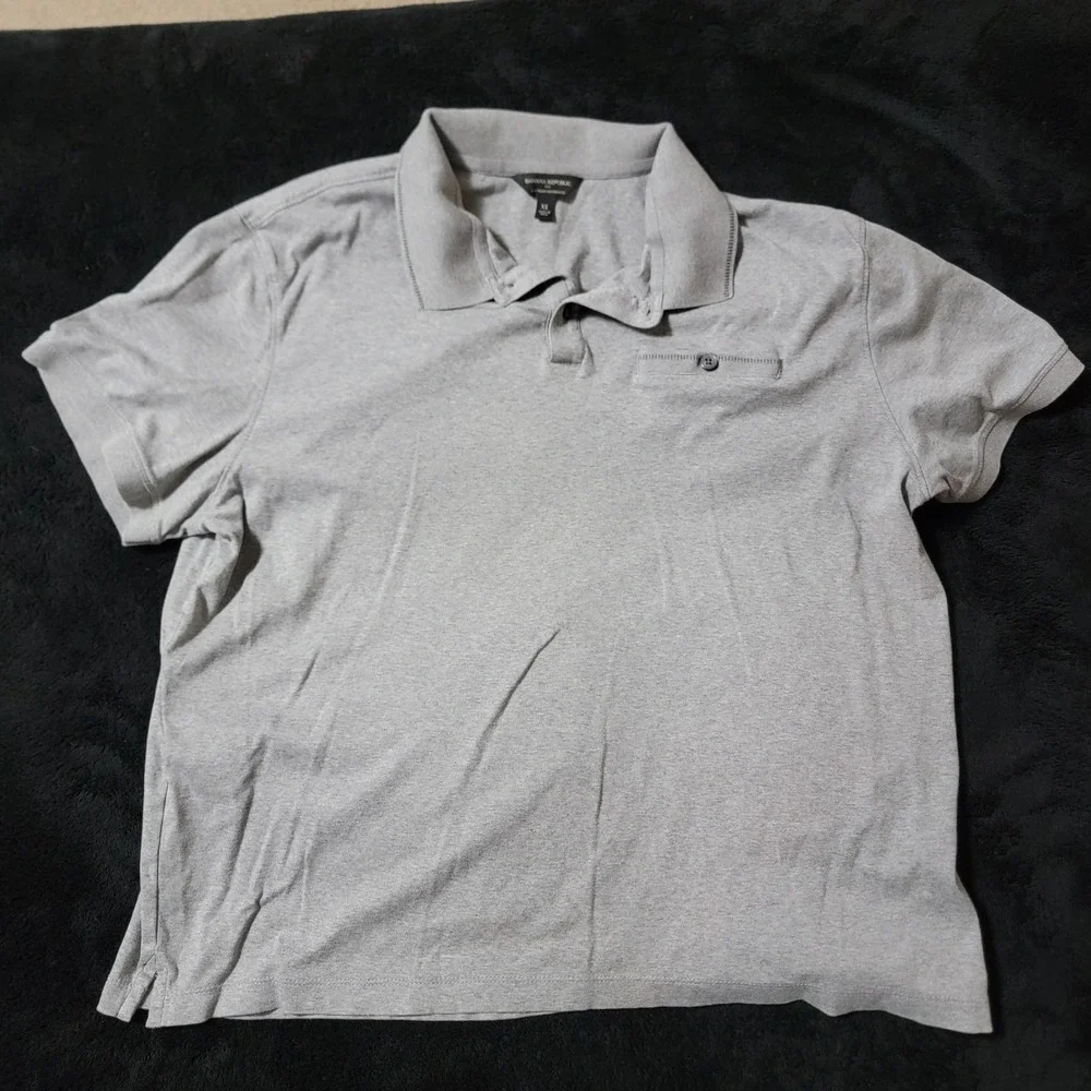 Banana Republic Men's Performance Polo Shirt Luxe Touch, XL, Grey